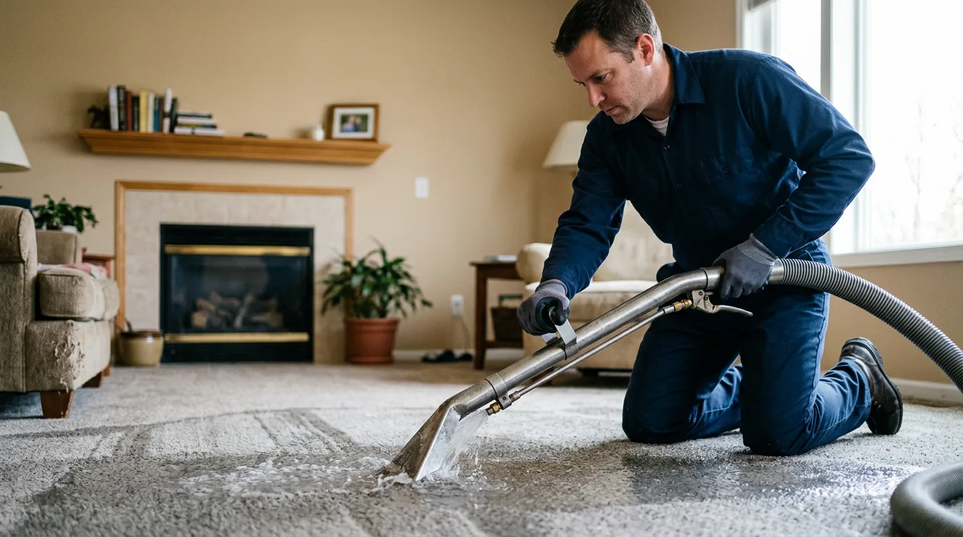 Water damage restoration technician working near Coello, IL